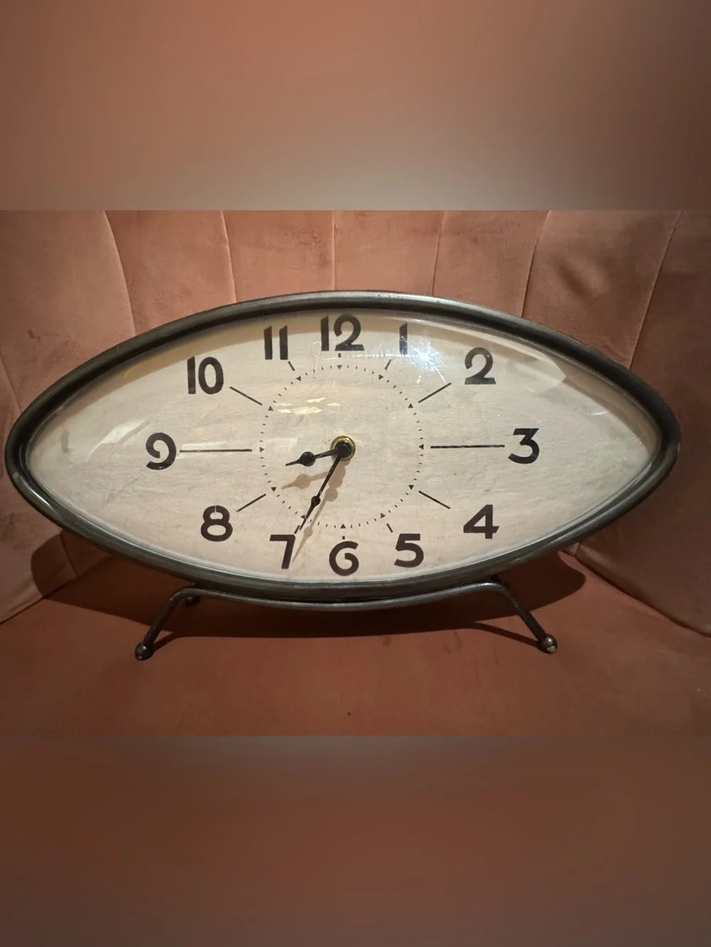 Vintage-Style Oval Wall Clock in Cream and Black